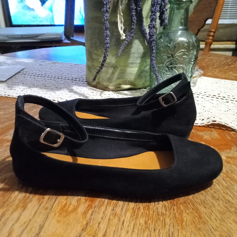 a.n.a. Strappy Black Ballet Flats